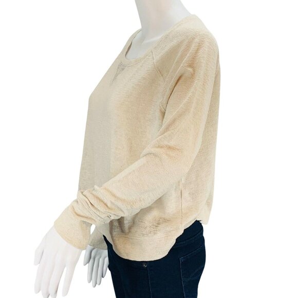 Victoria's Secret Womens Chambray Lace Crop Sweater Pullover Oatmeal Size S - Picture 5 of 12